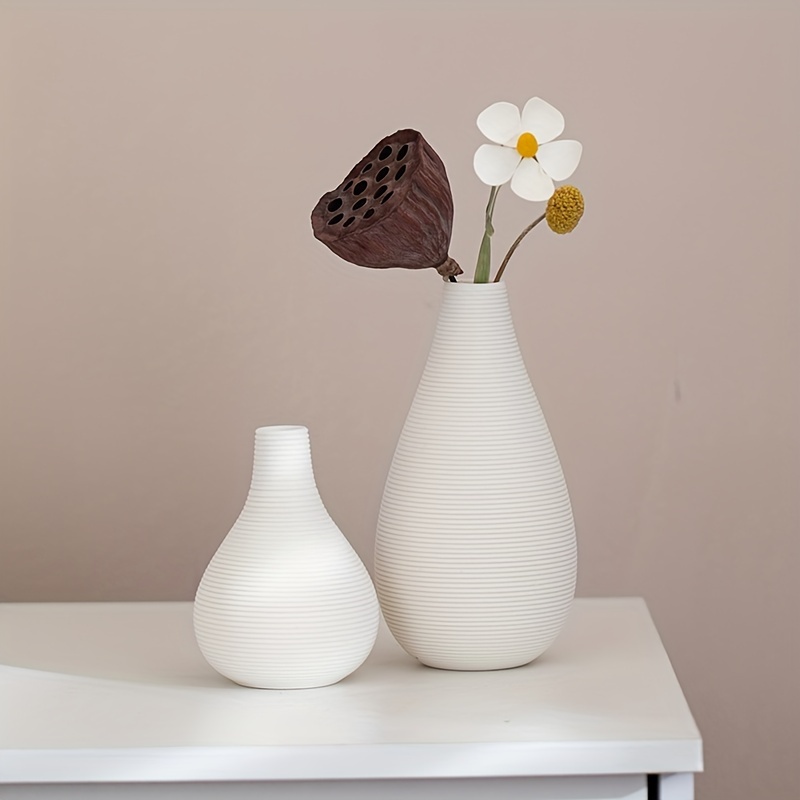 Jarrones de cerámica blanca para la decoración del hogar, jarrones