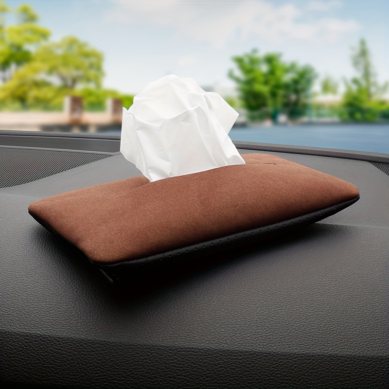 Premium Car Faux Leather Tissue Box Holder Alcantara - Temu