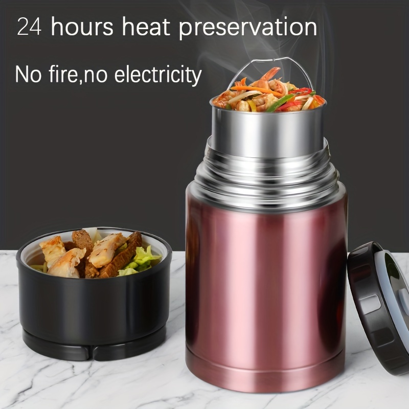 Hot Food Flask, Stainless Steel Portable Lunch Box, Vacuum