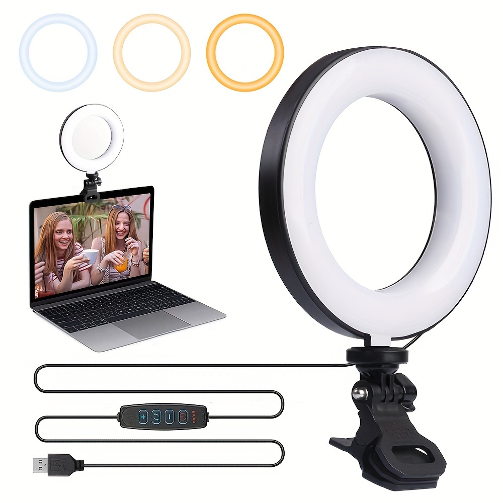 Dimmable Selfie Ring Light, Laptop Ring Light With Clip And For Zoom