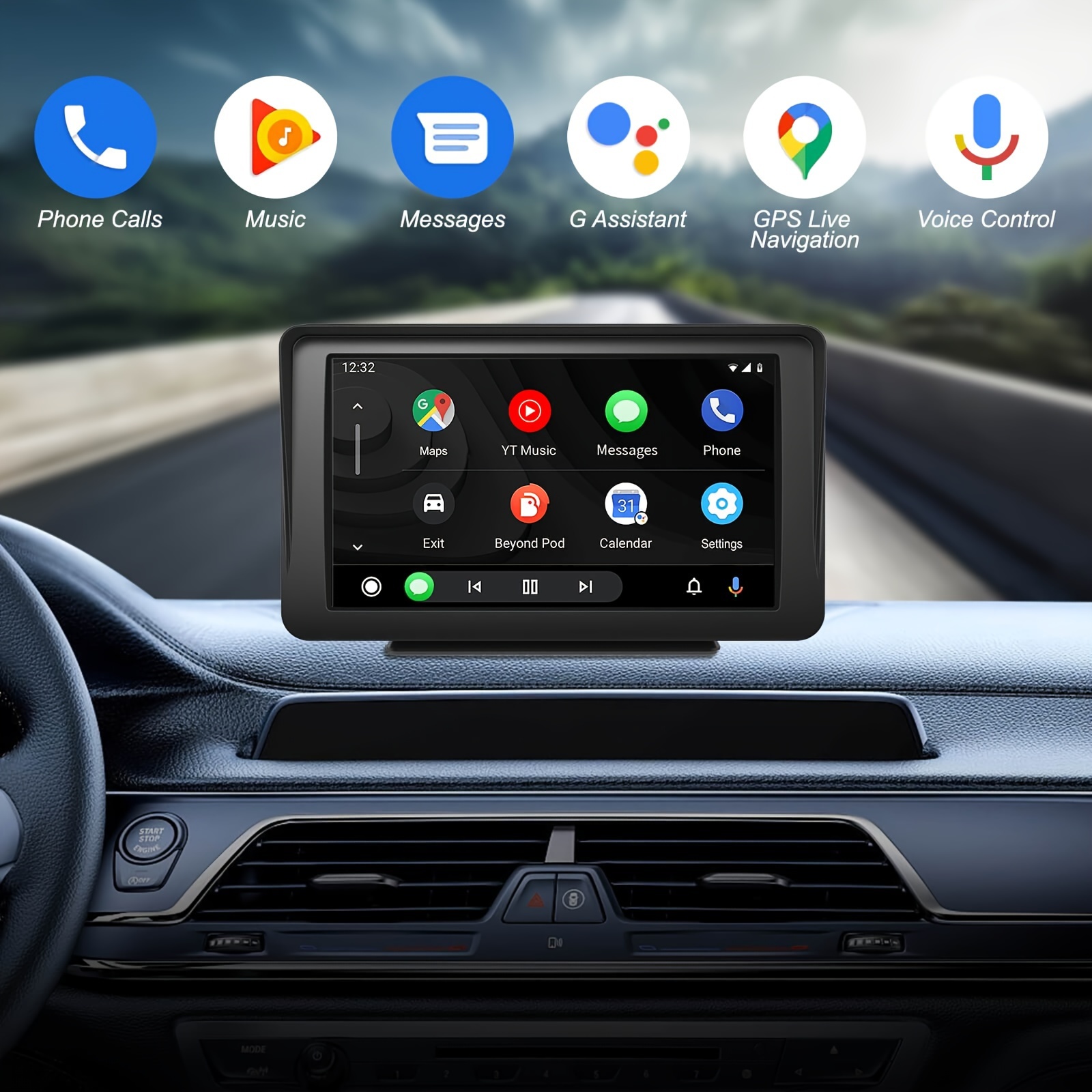 Carplay Inalámbrico Portátil De 7 para IPhone Para Android Auto Pantalla  Táctil IPS 2.5D Con Control De Voz Enlace Espejo Con Cable Airplay WIFI/FM,  Hobele M85 Compatible Con Siri, 9-36V - Temu