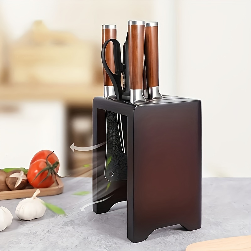Blook of Wood Bloc à couteaux magnétique sans couteau rotatif à 360° pour  10 couteaux de cuisine en bois de bambou, porte-couteau non équipé avec