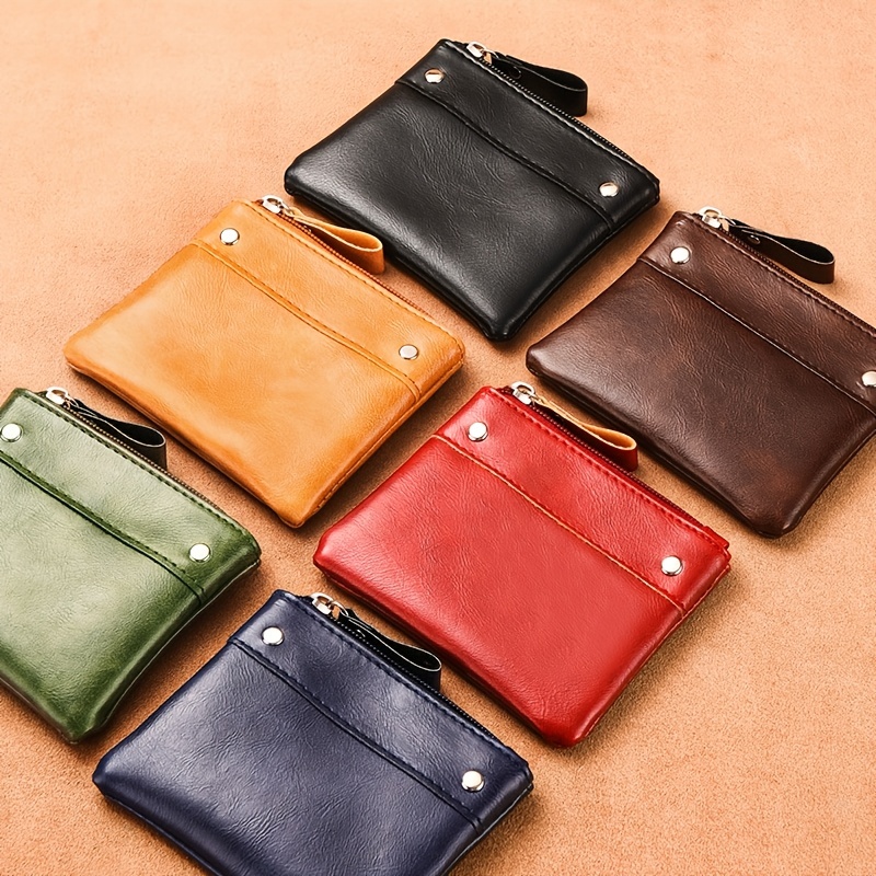 Genuine Leather Coin Purse Pouch Small Change Purse Key Ring Credit Card  Wallet