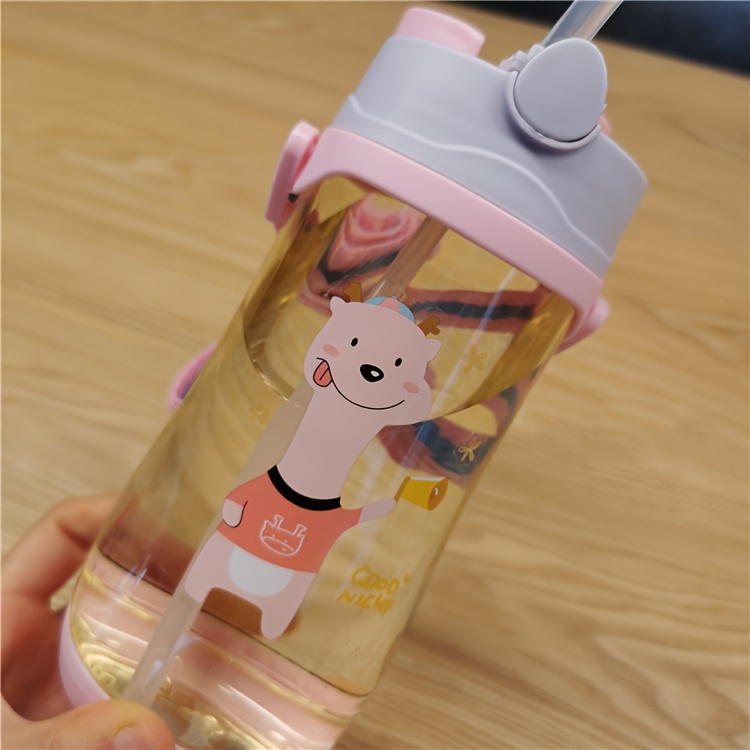 1pc 480ml/16.23oz Creative Cartoon Straw Cup, Outdoor Portable