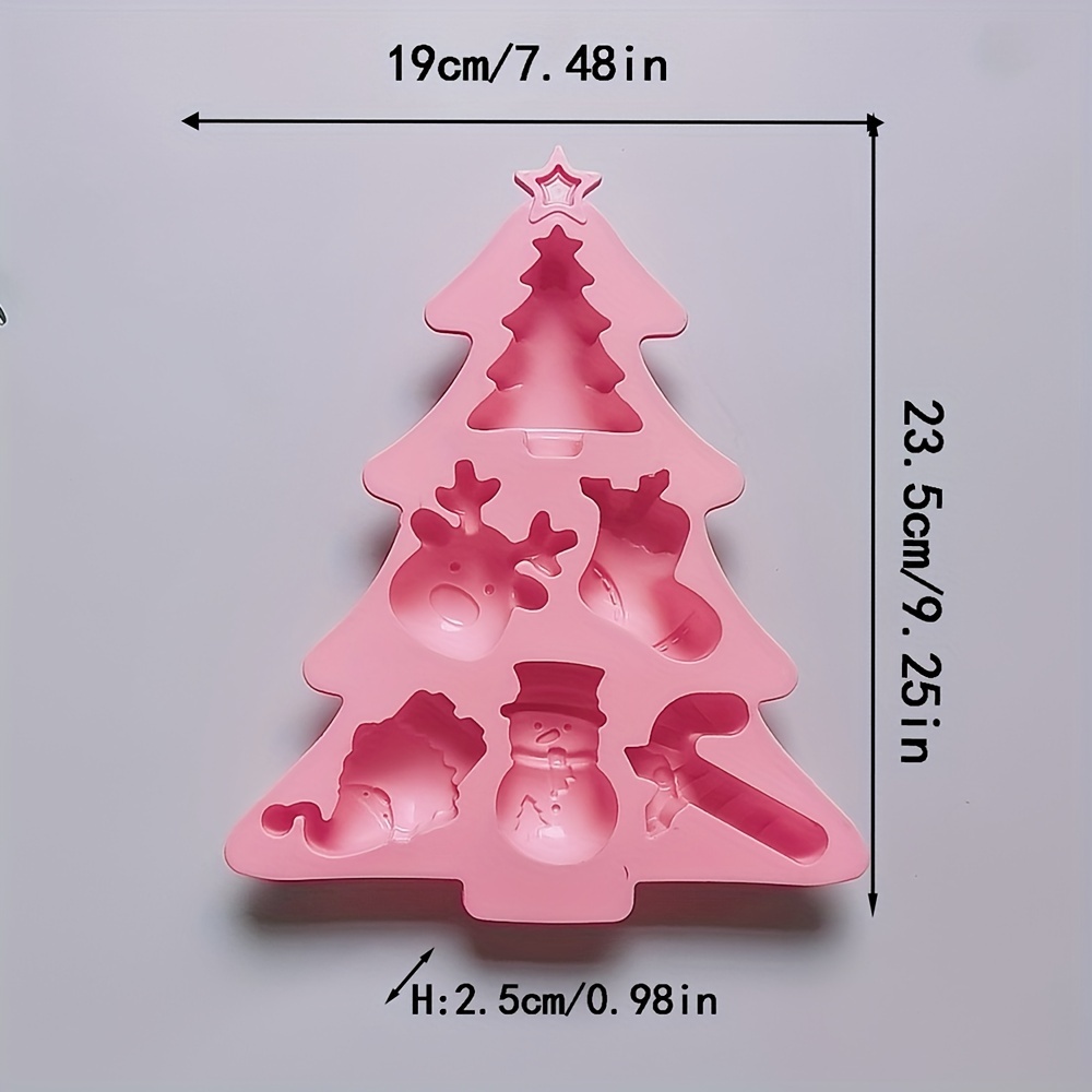 1PC Christmas Tree Silicone Molds,6 Cavity Candy Baking Trays for Holiday  Cakes,Candies,Gummy,Chocolates,Jelly,Soap,Ice Cube,Cookies (Red)