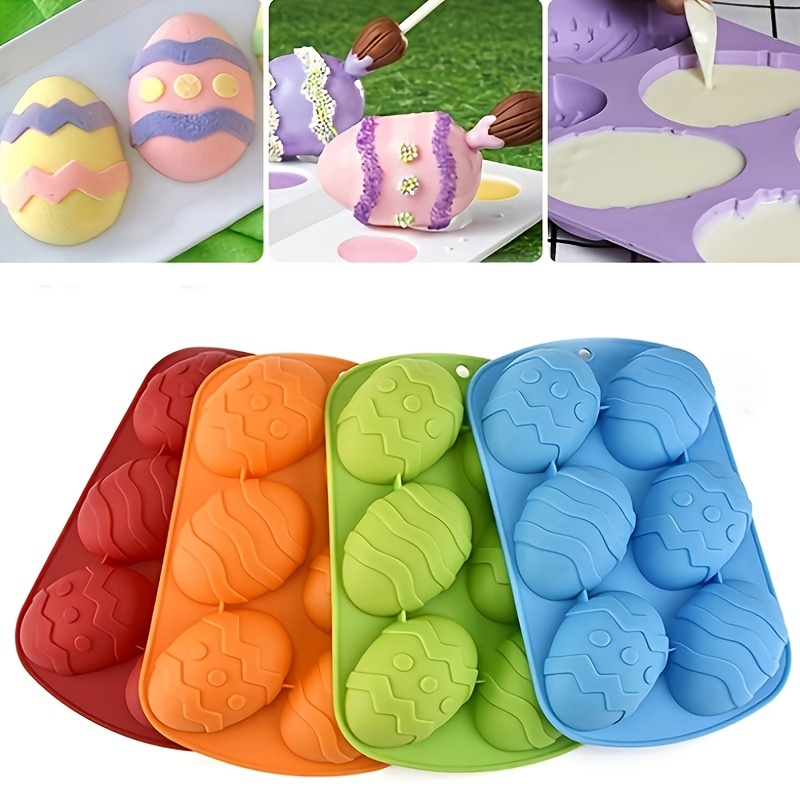PRETYZOOM Egg Shaped Silicone Molds 6- Cavity Easter Candy