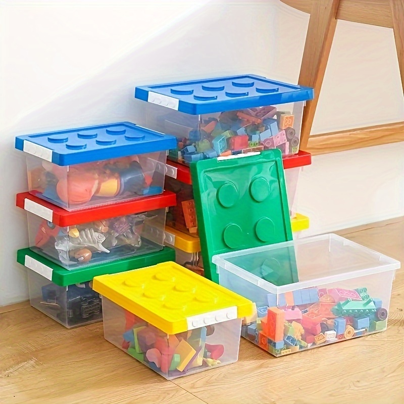 Transparent Toy Puzzle Storage Box Short Flat And Covered - Temu