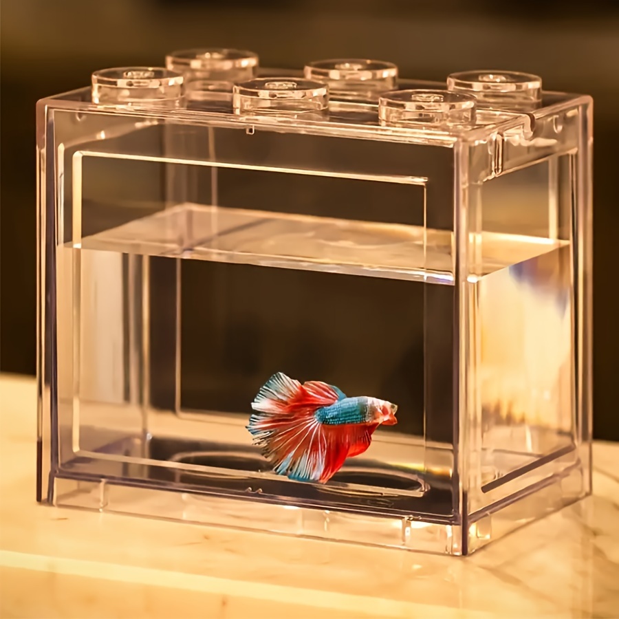Mini Fish Tank, Goldfish Betta Tabletop Building Blocks, Small Acrylic  Plastic Farming Micro Landscape Ecological Tank - AliExpress