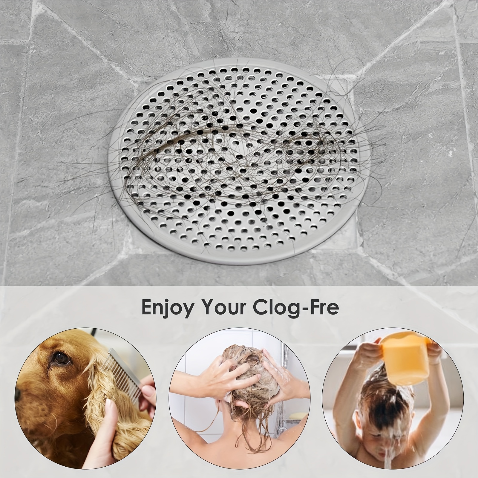 Shower Drain Hair Catcher Cover Strainer, Stall Drain Protector