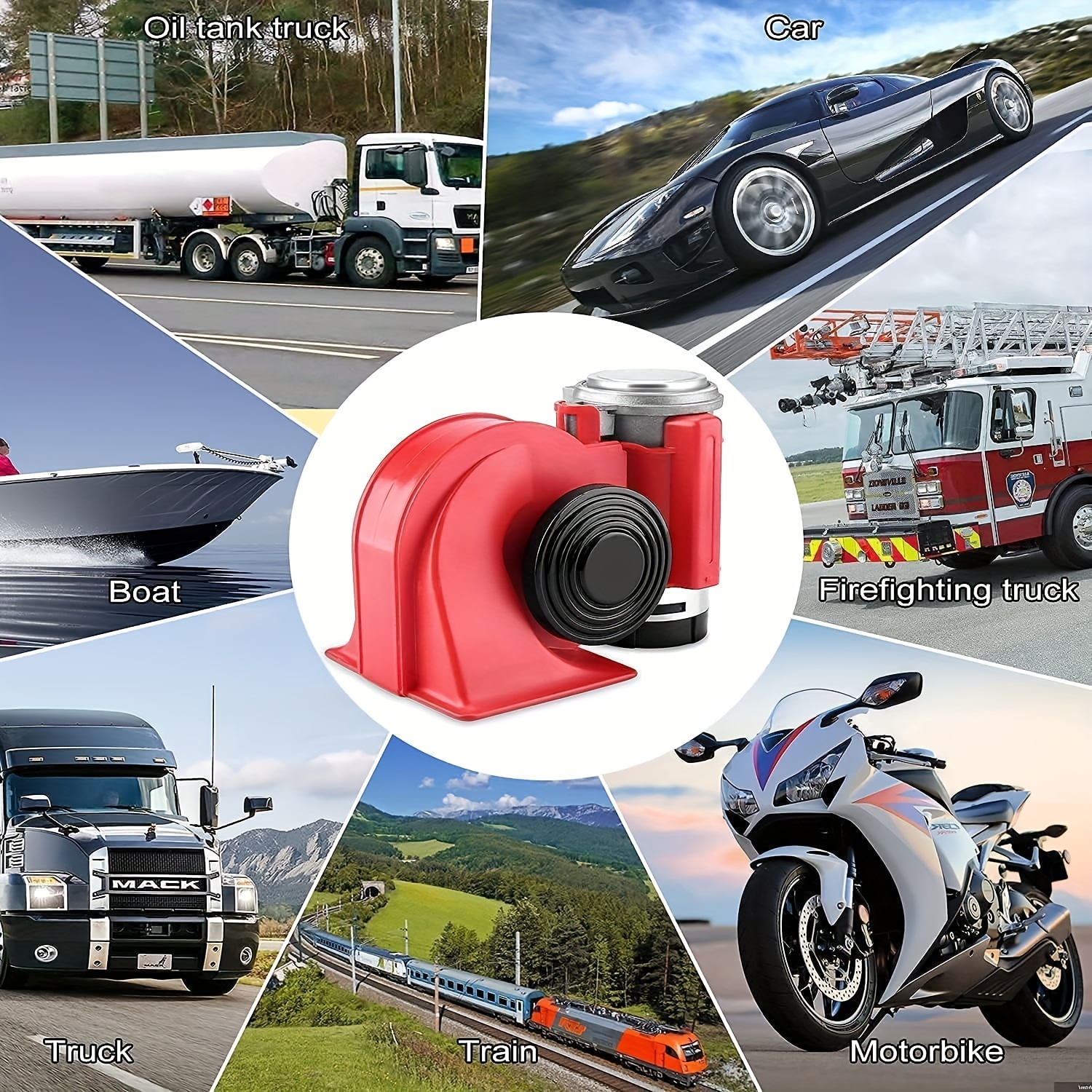  Bocina de tren para camiones, bocina de aire para camión  eléctrico súper fuerte con cubierta para cualquier vehículo de 12 V : Todo  lo demás