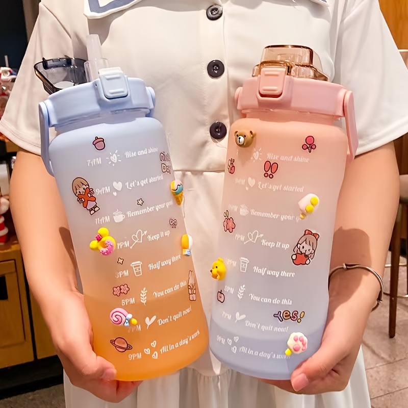 Bpa free Leakproof Water Bottle With Straw Stickers Kawaii - Temu