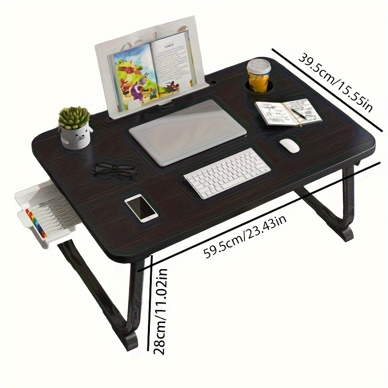 1 X Extra Großer Schreibtisch + Kartensteckplatz + Getränkehalter +  Schublade/klappbarer Studiertisch/Laptoptisch/offictable/fauler Tisch/Bett