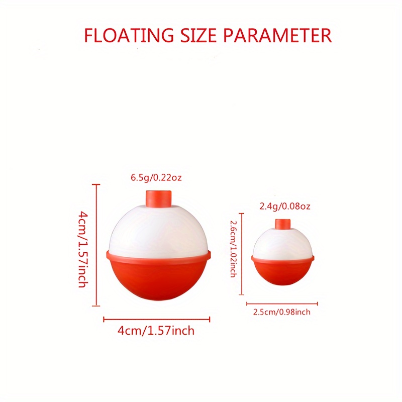 Fishing Bobbers Floats Assortment - 15PCS Round Fishing Bobbers ABS Fishing  Bobber Bulk Snap on Float Red White Bobbers Push Button Bobbers