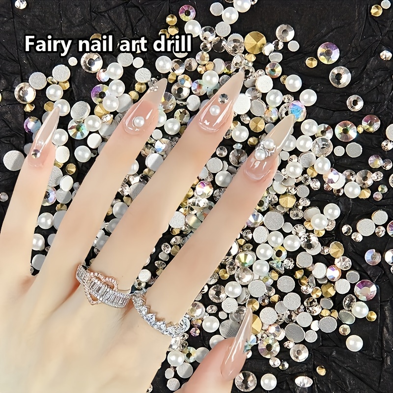  4 Boxes Flatback Pearls Nail Art Rhinestone for Nails