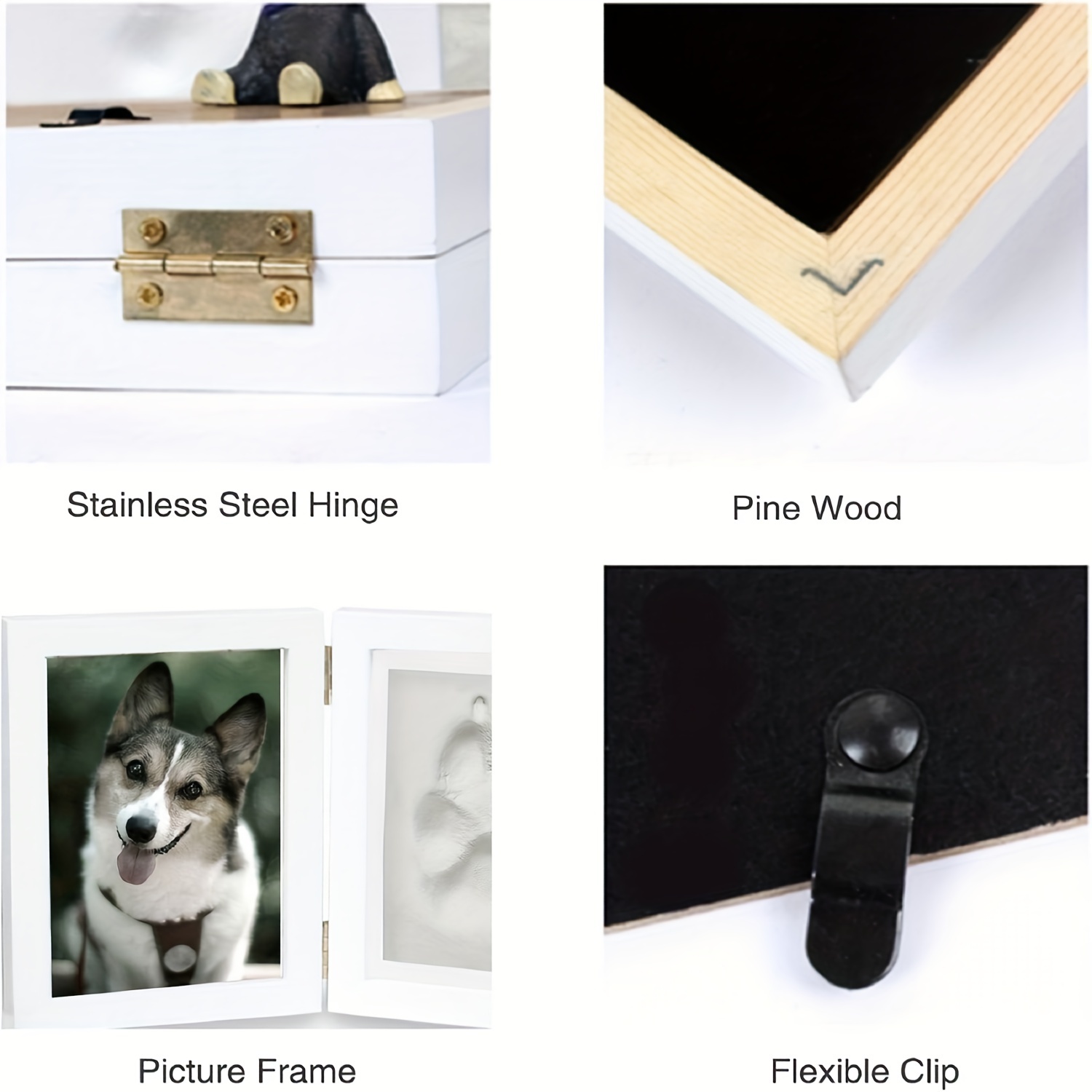 SlowTon Kit souvenir d'empreintes de pattes d'animaux de compagnie, cadre  photo avec kit d'impression d'argile, cadeau personnalisé pour les amoureux