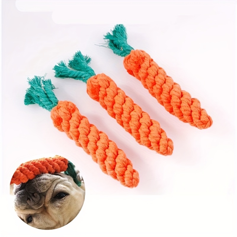 Pet Knot Toy For Dog Cat Carrot Shape Dog Chew Toys Cotton - Temu