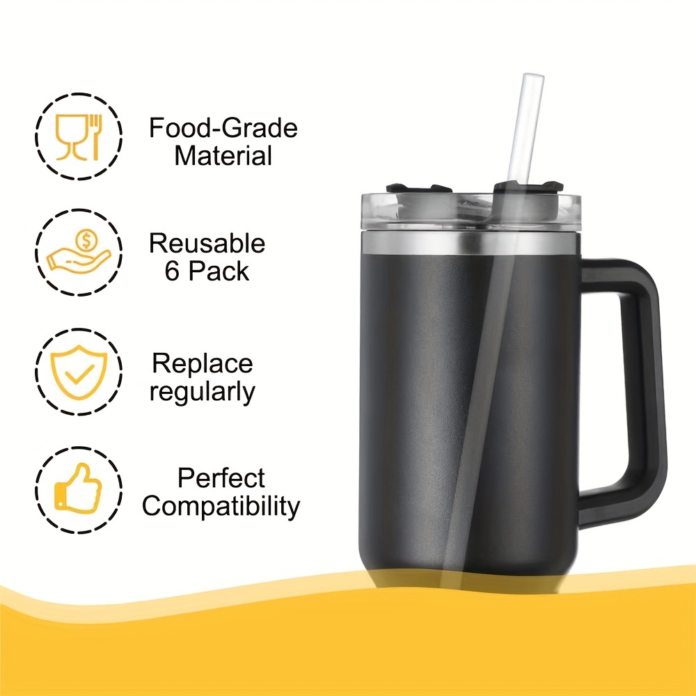 6 Pack Replacement Straws Compatible Stanley 40oz Tumbler, Clear