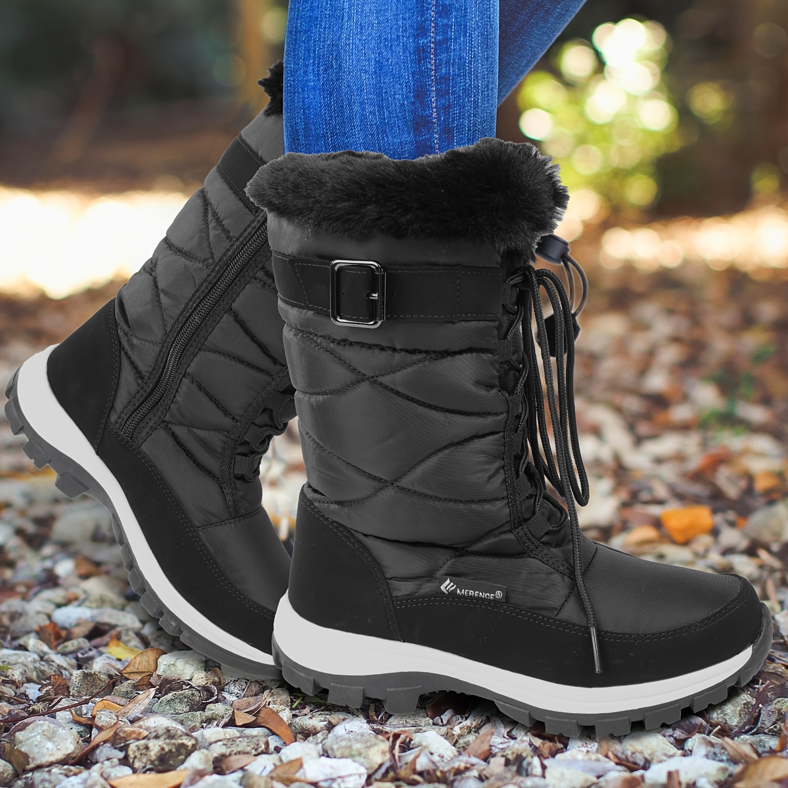 Women's Thick Sole Thermal Outdoor Snow Boots Water - Temu