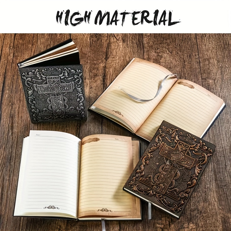 3D Tarot DND Notebook+Pen Set,Embossed Faux Leather Cover Journal