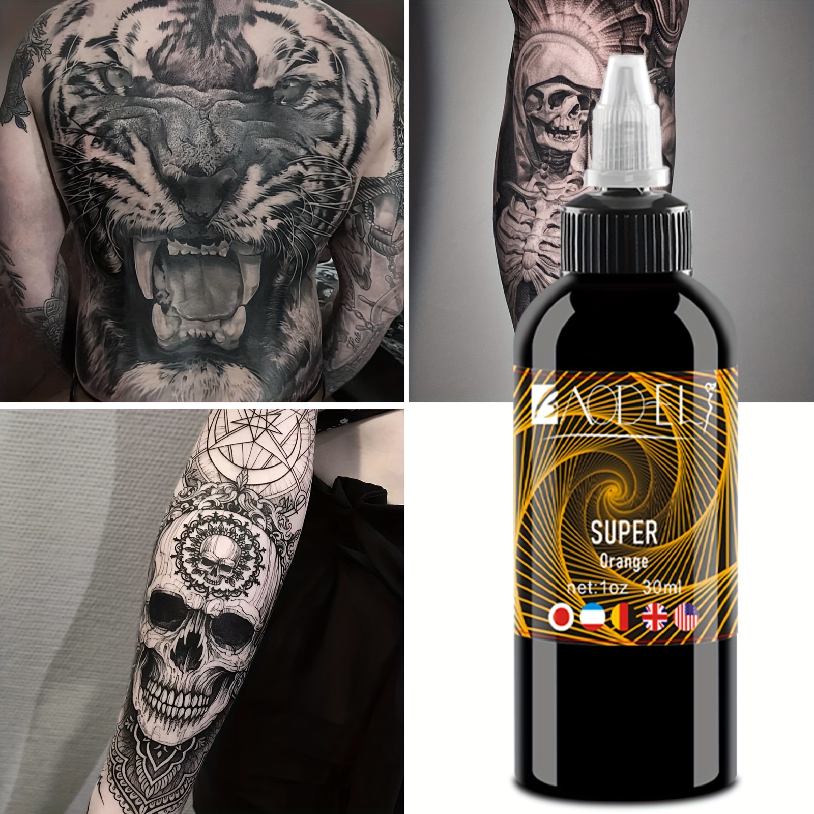 Tinta negra para tatuajes de 30ml