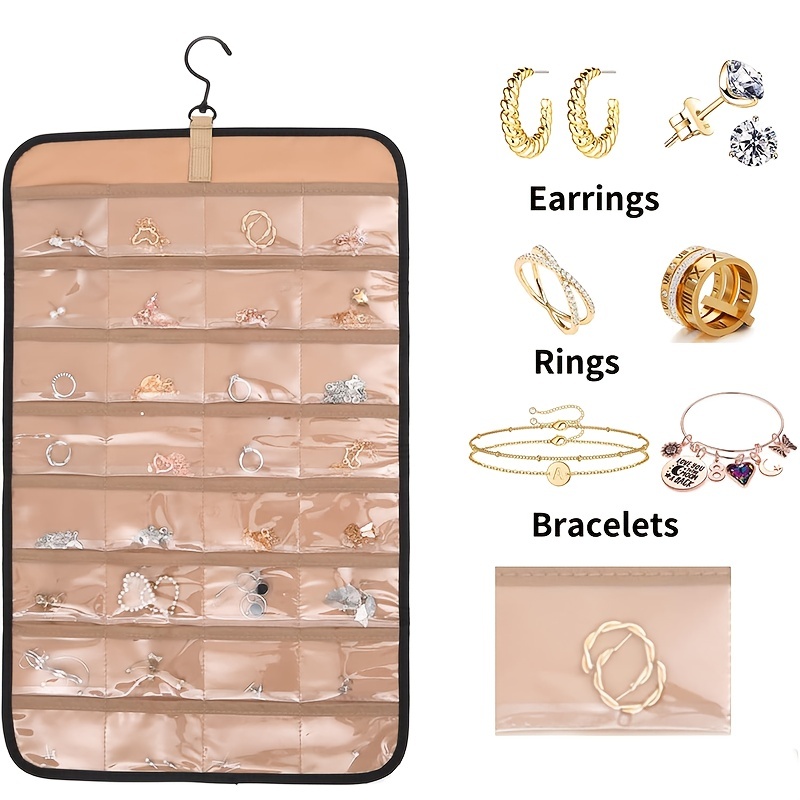 Double sided Hanging Jewelry Organizer With Metal Hook Felt - Temu