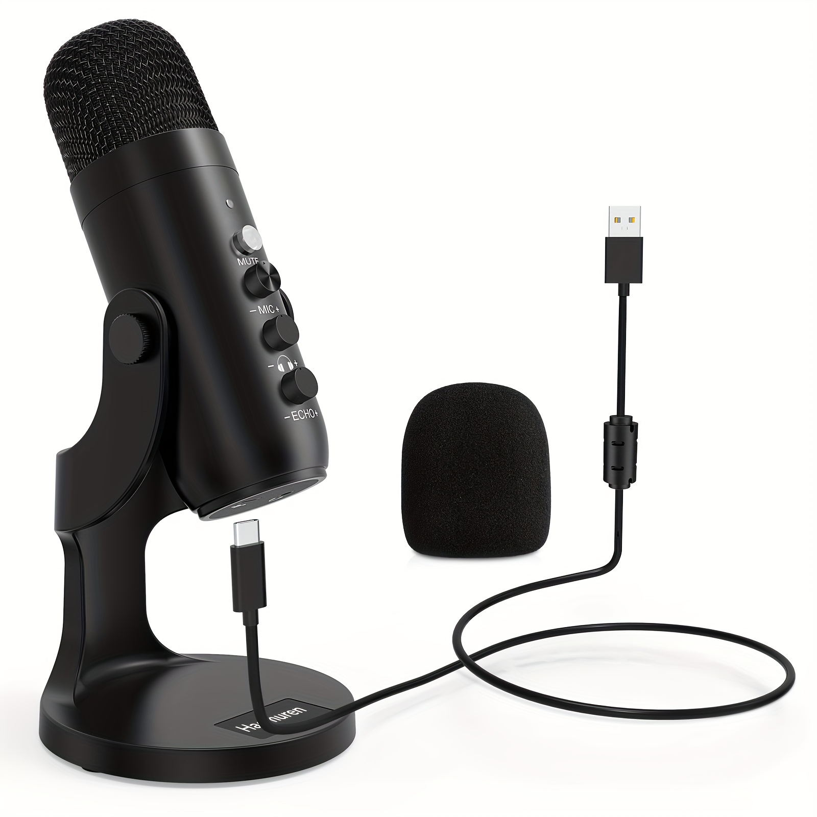 TECURS Micrófono USB, kit de micrófono de condensador para computadora,  juego de micrófono para podcast, micrófono de condensador de PC con brazo  para
