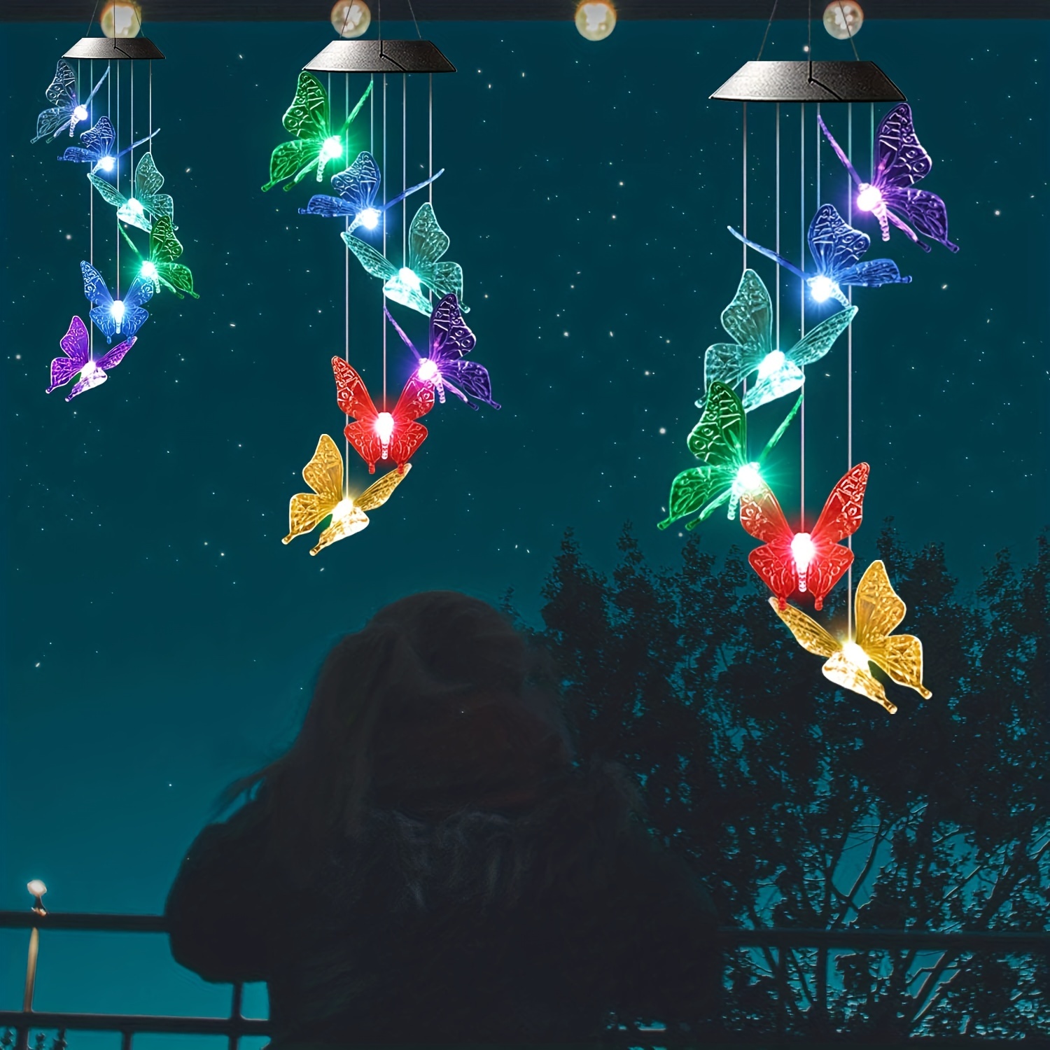 1pc Solar Wind Chime Butterfly Wind Chimes Light, 6LED Color Changing Solar  Butterflies Wind Chime, Waterproof Romantic Solar Powered Butterfly Lights