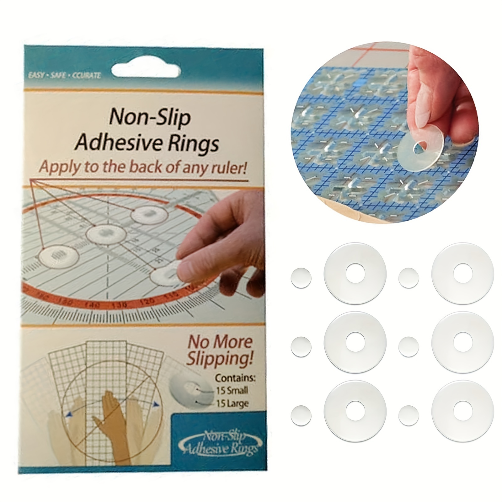 Non-Slip Adhesive Rings for Quilt Rulers and Templates - 40 pcs