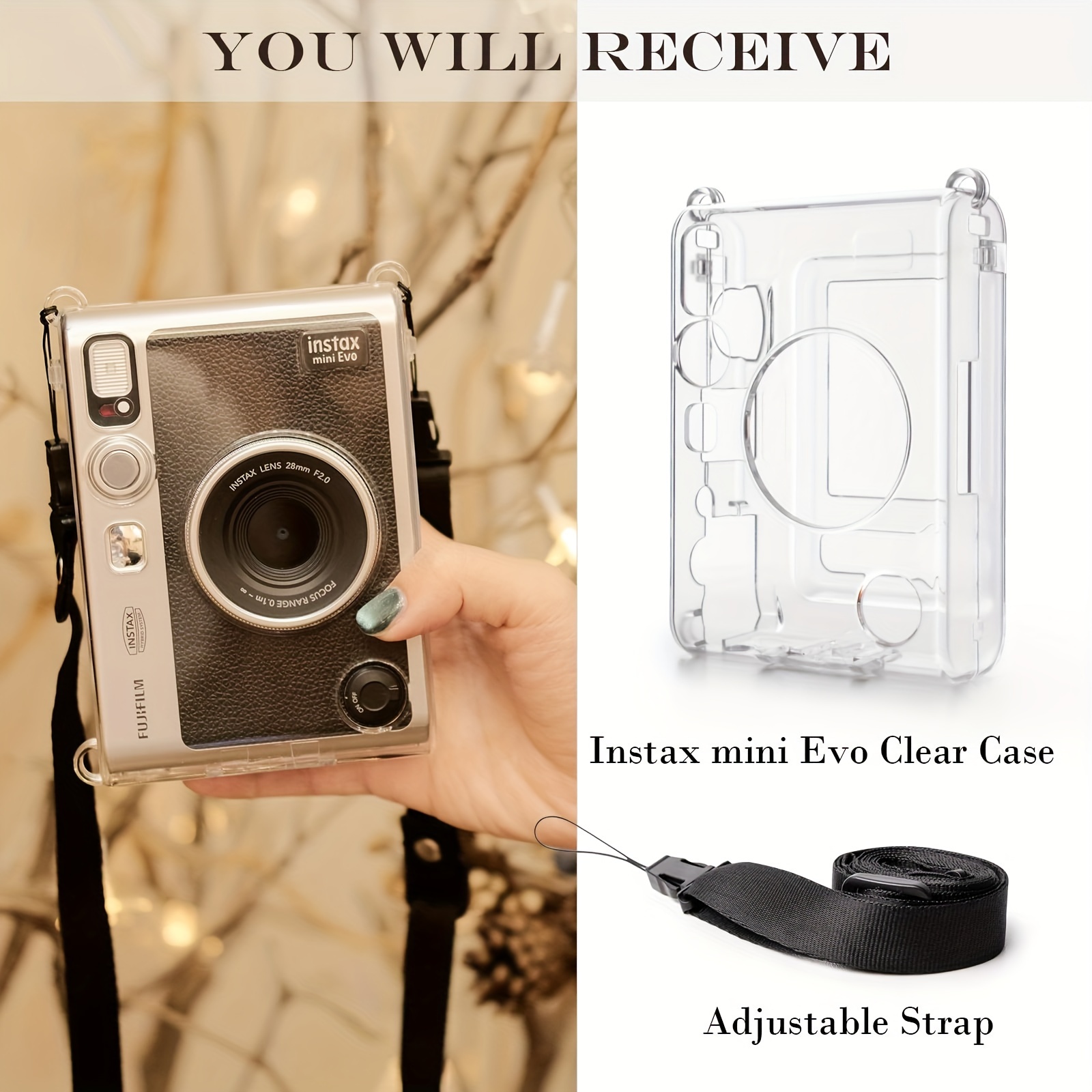 Crystal Transparent Hard Case For Instax Mini Link 2 Printer Protective  Cover Case Bag with Shoulder Strap