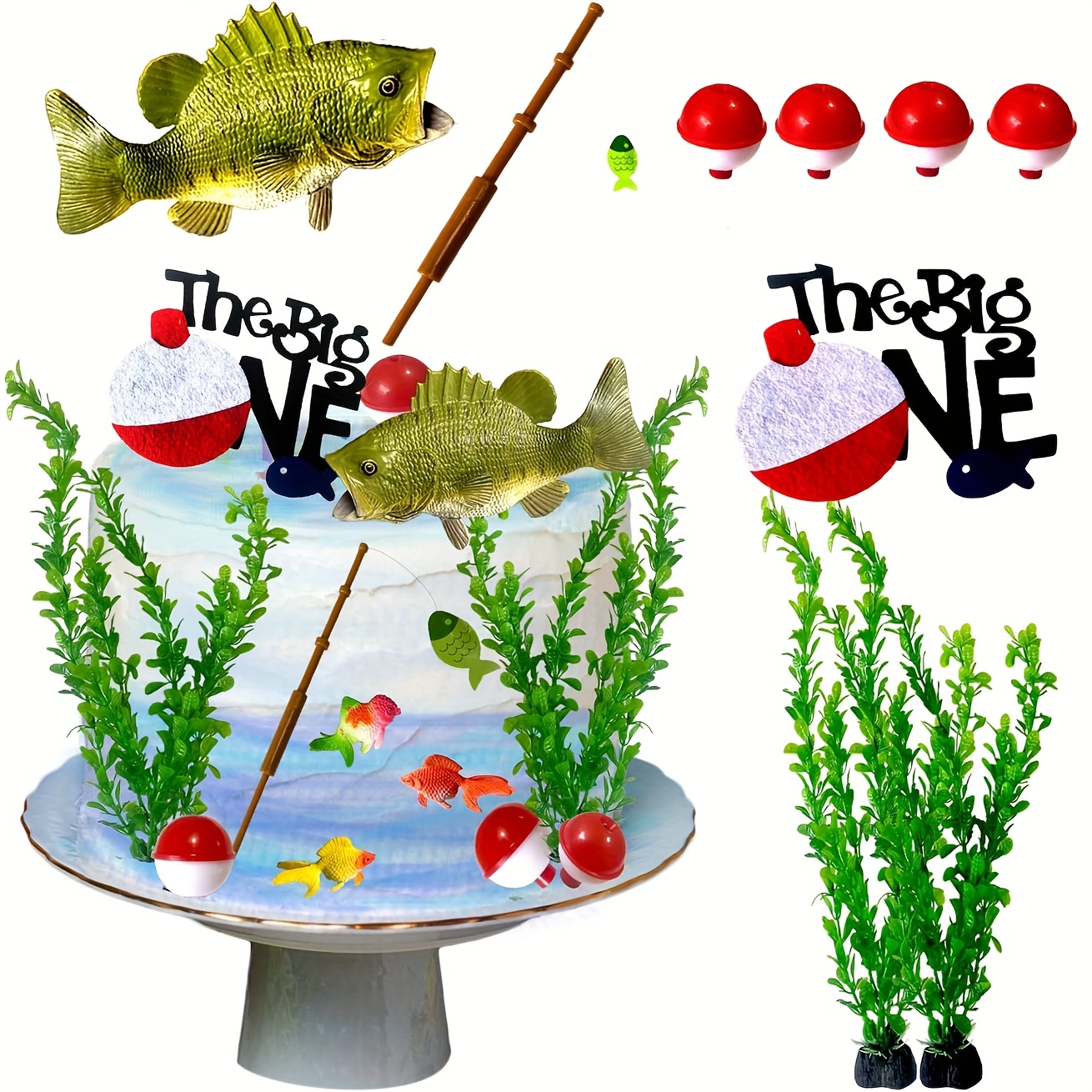 Bass Fishing Hook Lure Cupcake Toppers 12 Count Fisherman Birthday Party  Bass Fishing Decorations 