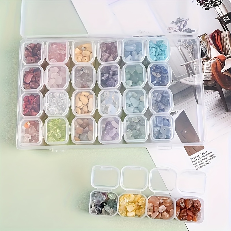 1pc 28-Grid Plastic Clear Storage Container, Transparent Diamond Painting  Accessories Tools Organizer, Jewelry Beading Box For Art Embroidery Storage