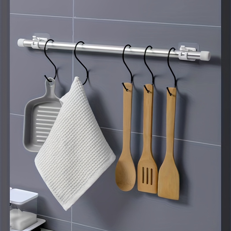 Paquete de 10 soportes para barra de cortina sin taladrar, ganchos de pared  autoadhesivos para baño, cocina, hogar, baño y hotel TUNC Sencillez