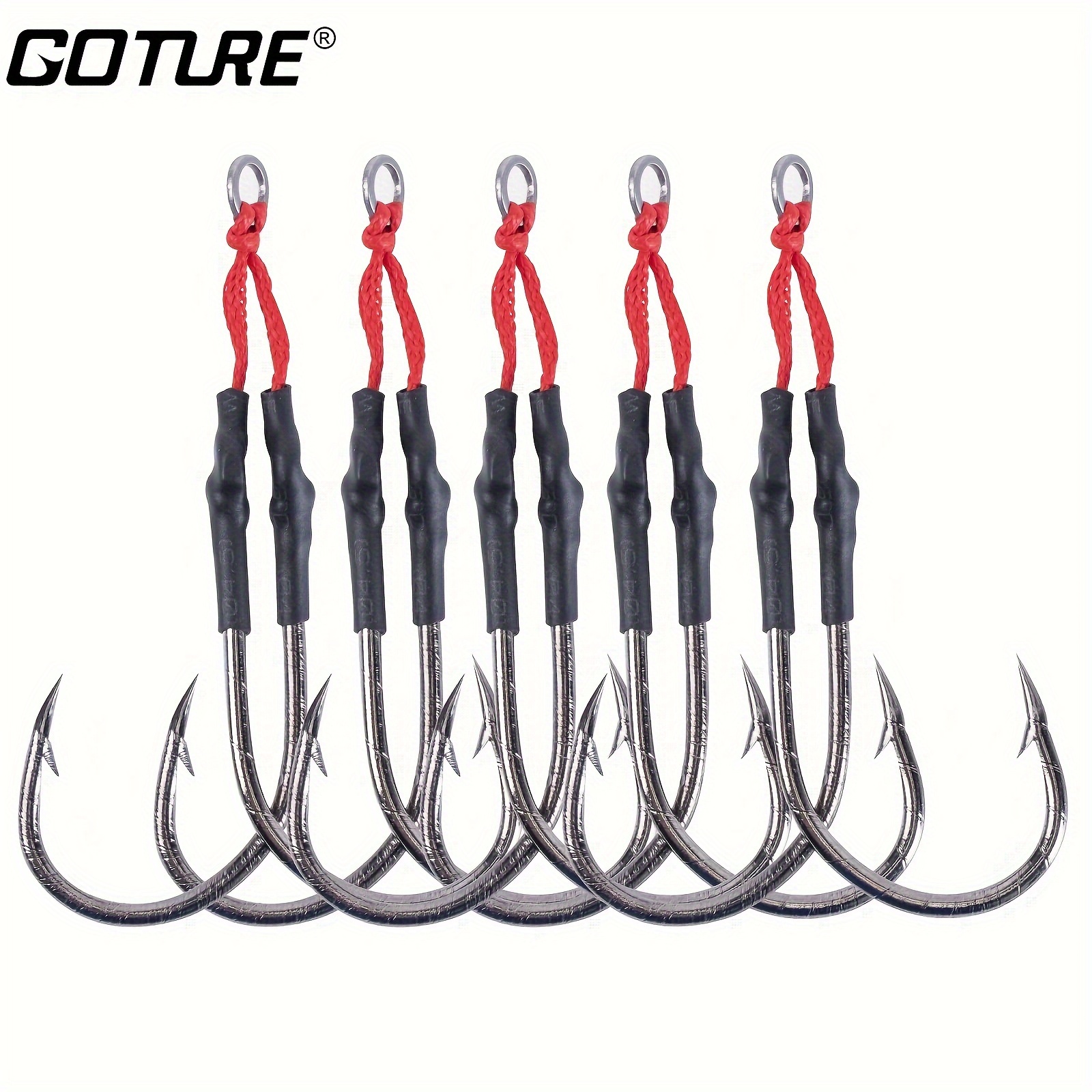  Fishing Assist Hooks Saltwater Dancing Stinger Jigging Hooks  Double Assist Replacement Fishing Hooks For Slow Pitch Jigs Vertical  Jigging Lures Blue-#1/0-5pcs