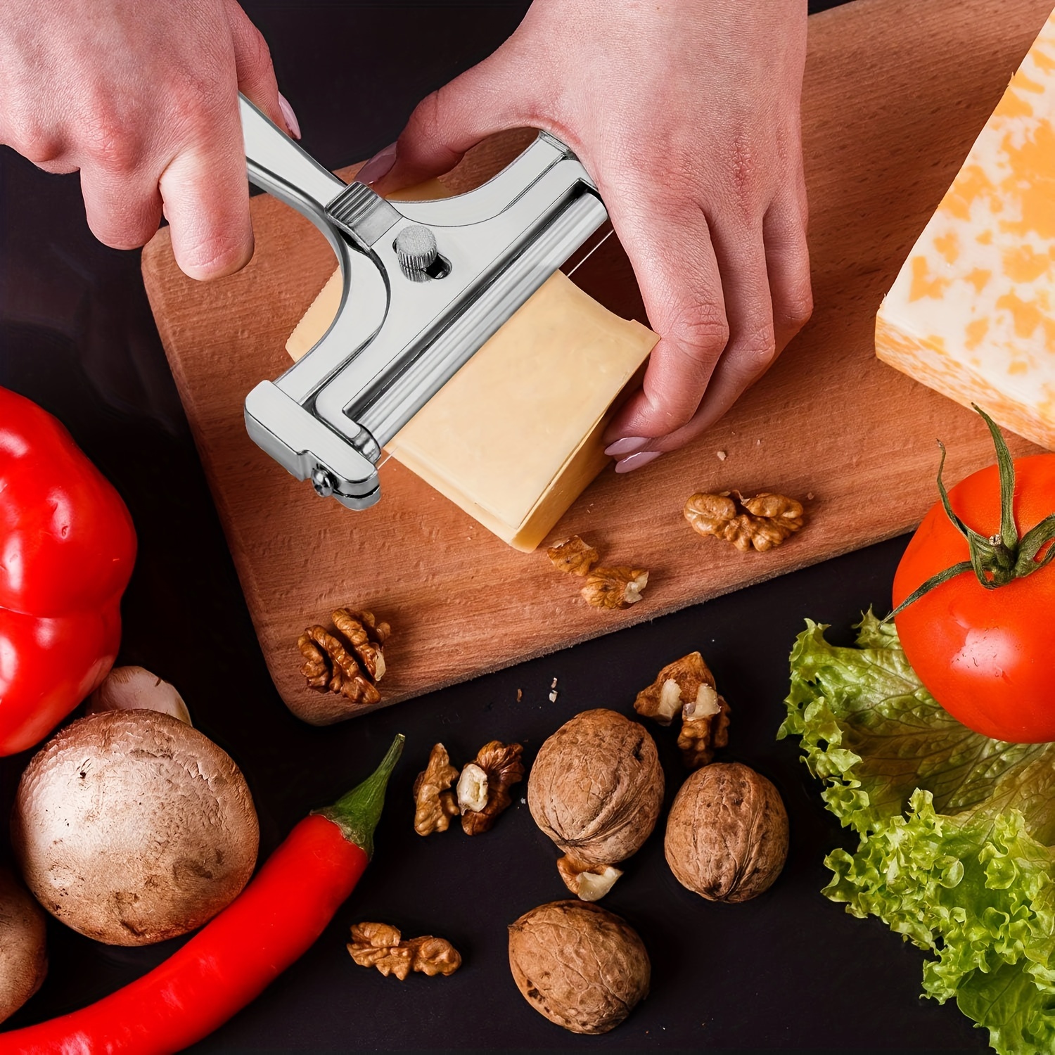 Ergonomic Wooden Cheese Slicer With Adjustable Thickness And - Temu