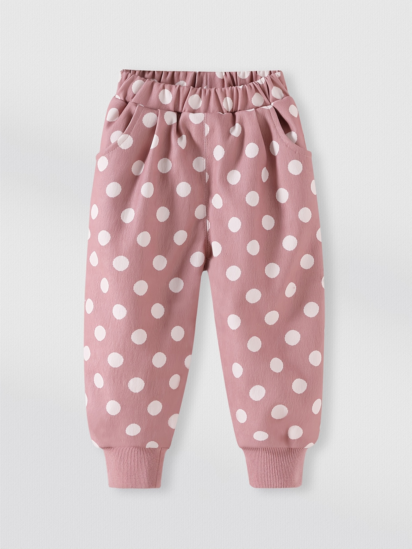 Girls Polka Dots Print Elastic Waist Warm Fleece Sports Pants Clothes - Temu  United Arab Emirates