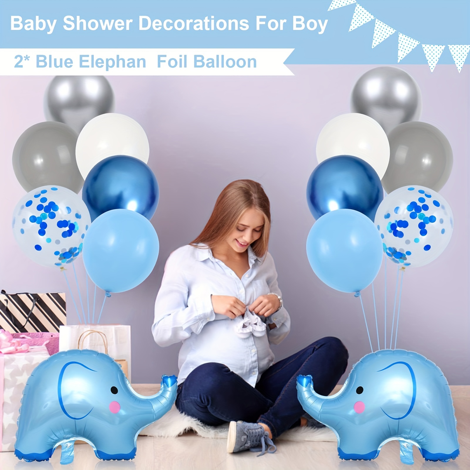 Set/92pcs Decoración Baby Shower Elefante Juego Guirnalda - Temu