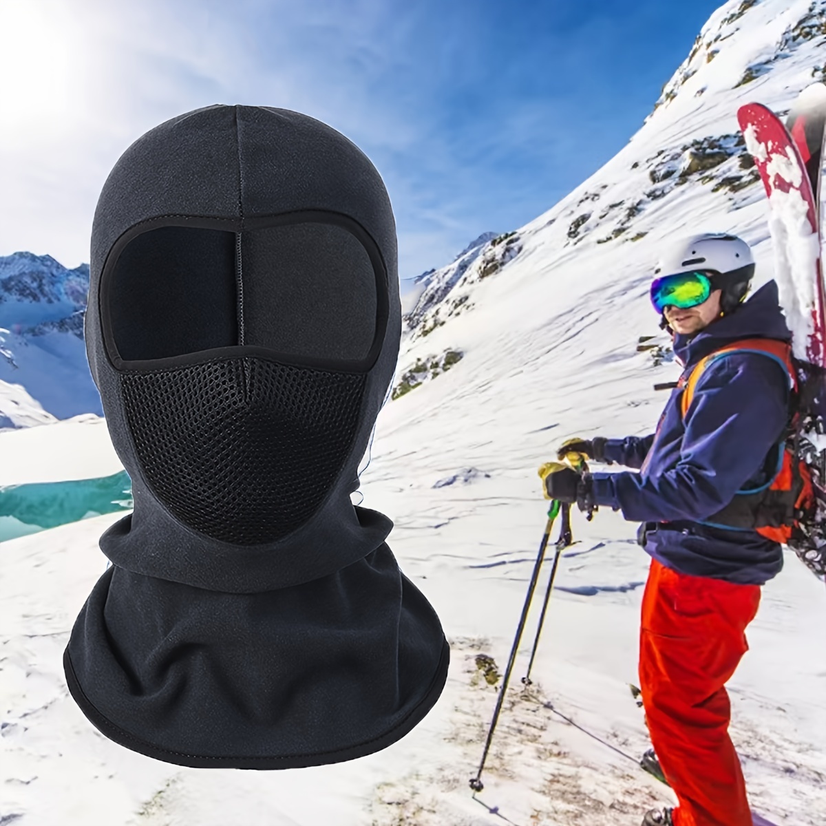 Masque de ski coupe vent d'hiver extérieur masque facial de - Temu