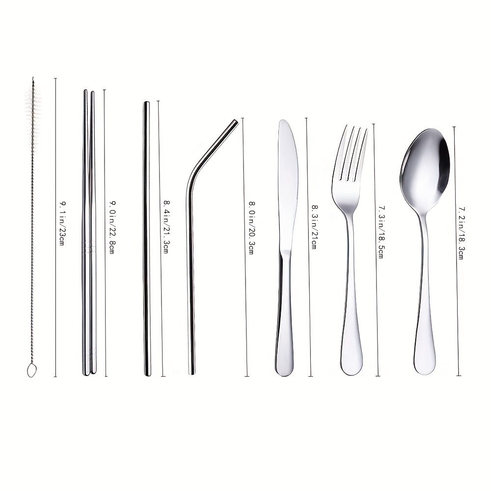 Portable Stainless Steel Flatware Set, Travel Camping Cutlery Set, Portable  Utensil Travel Silverware Dinnerware Set with a Waterproof Case (Light