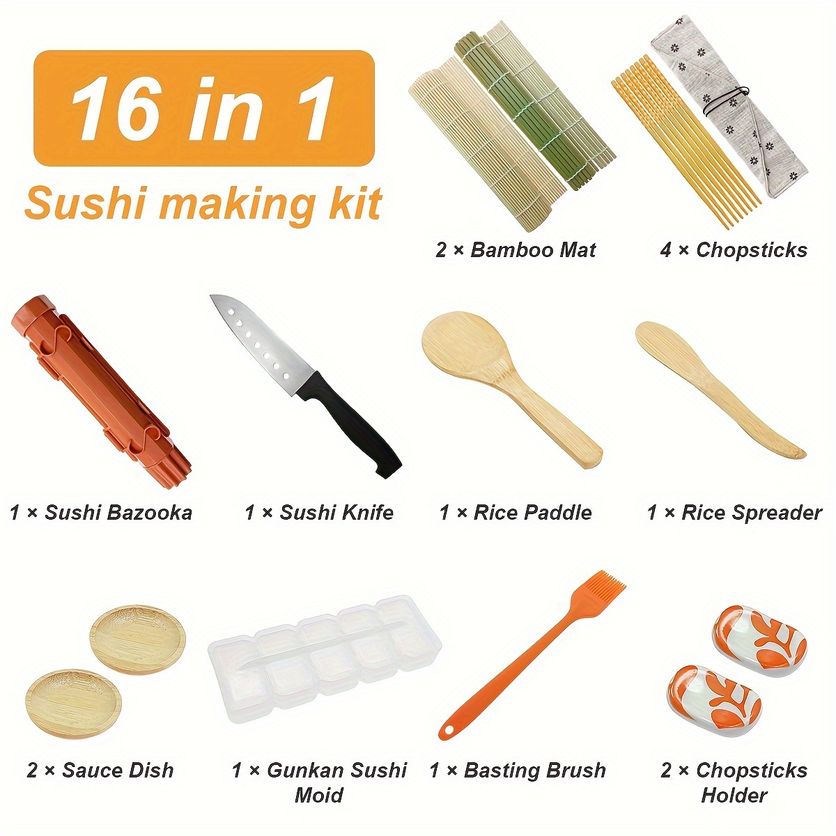 Kitchen Sushi Tools Roller Sushi Maker Roll Mold Kit Sushi Bazooka
