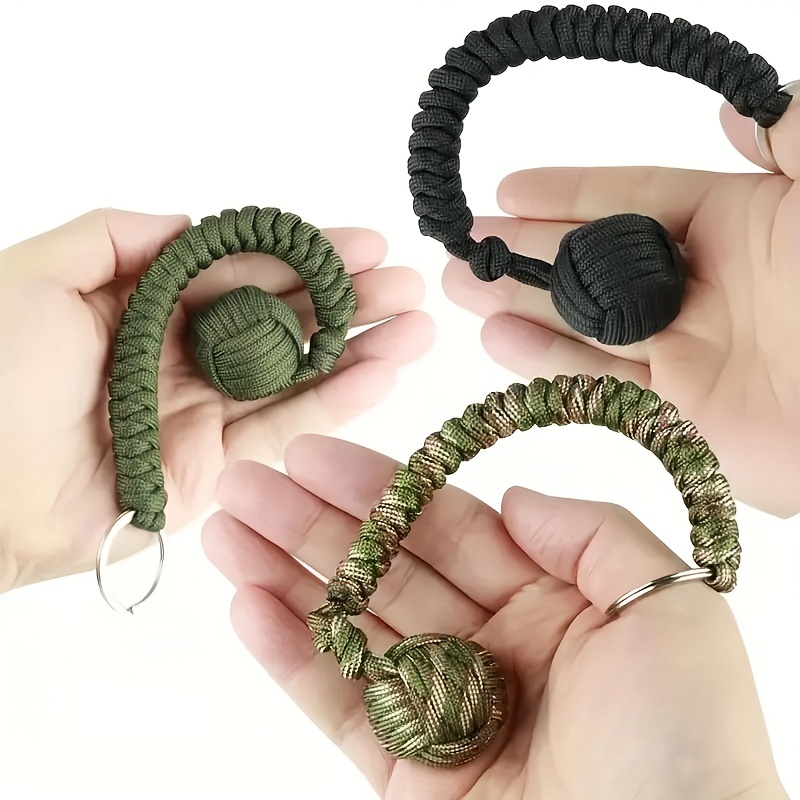 Outdoor Umbrella Rope Key Chain Self defense Steel Ball