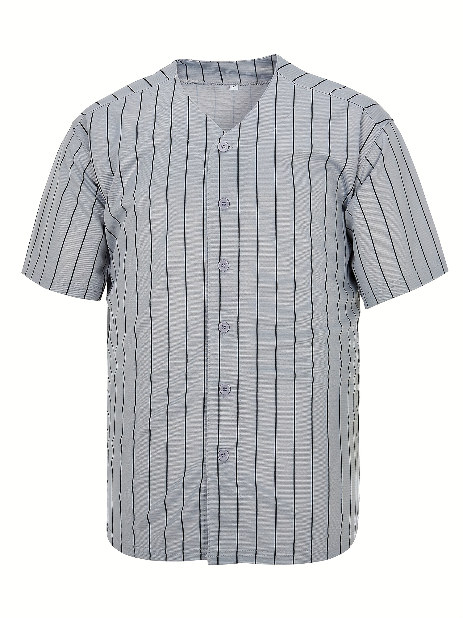 Men's Classic Design Striped Baseball Jersey, Slightly Stretch Button Up  Short Sleeve Baseball Shirt For Training Competition - Temu