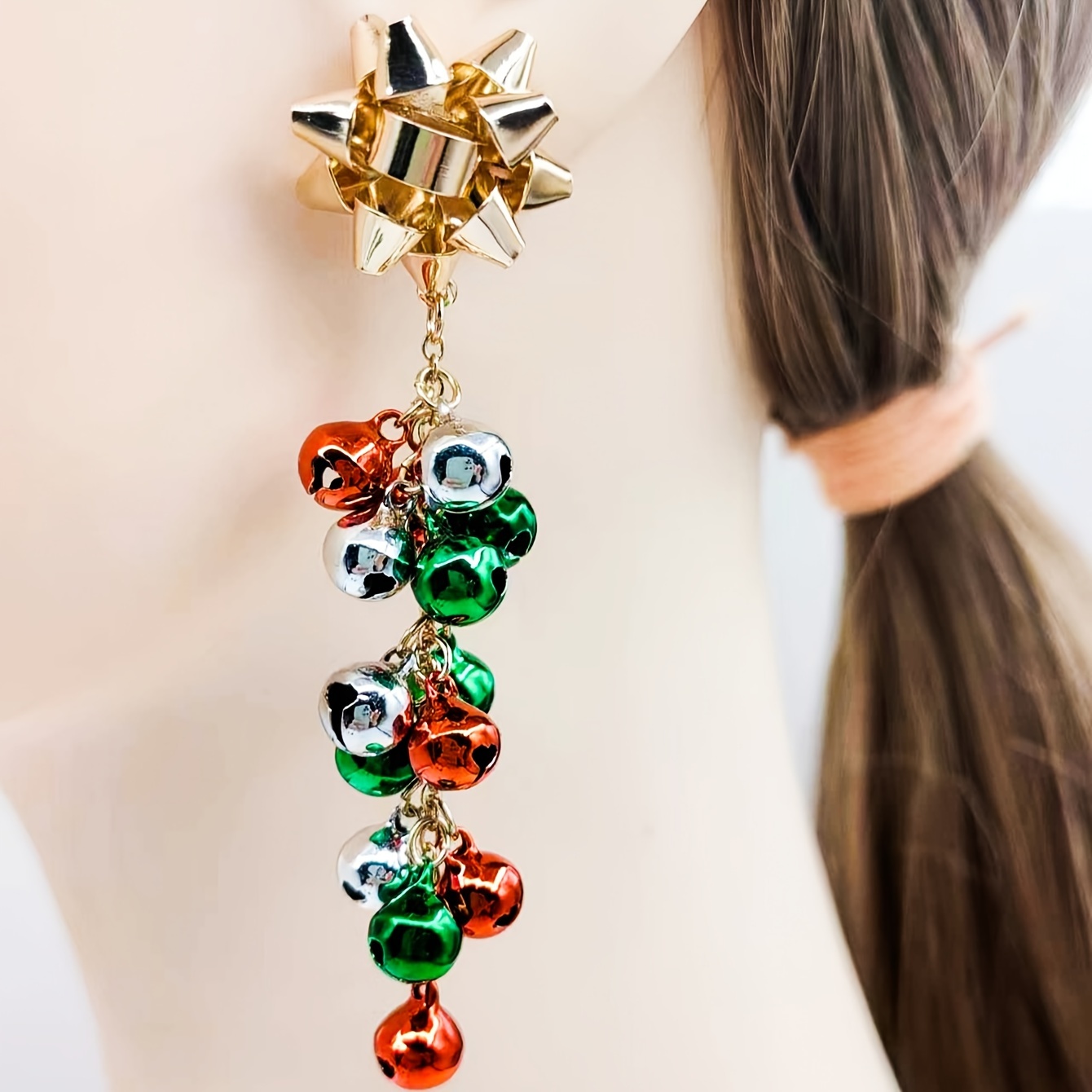 Christmas Decoration Small Bells Colorful Dance Earrings - Temu