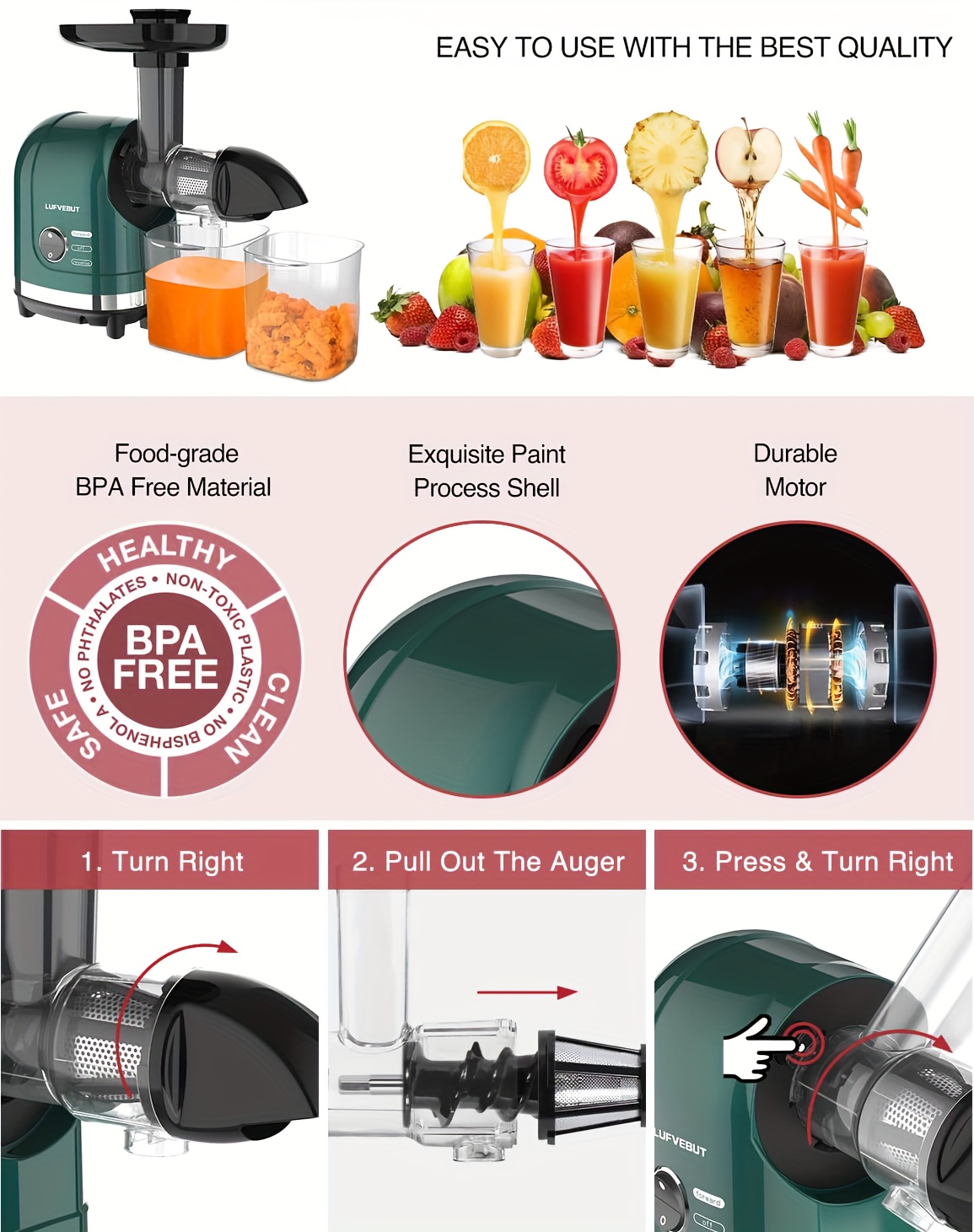 Slow Juicer With Power, Cold Press Juicer, Juicer, Wide Slot, Silent Motor,  Vegetable And Fruit Juicer - Temu