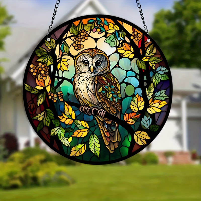 Owl Stained Window Hanging Suncatcher Bird Suncatcher For - Temu