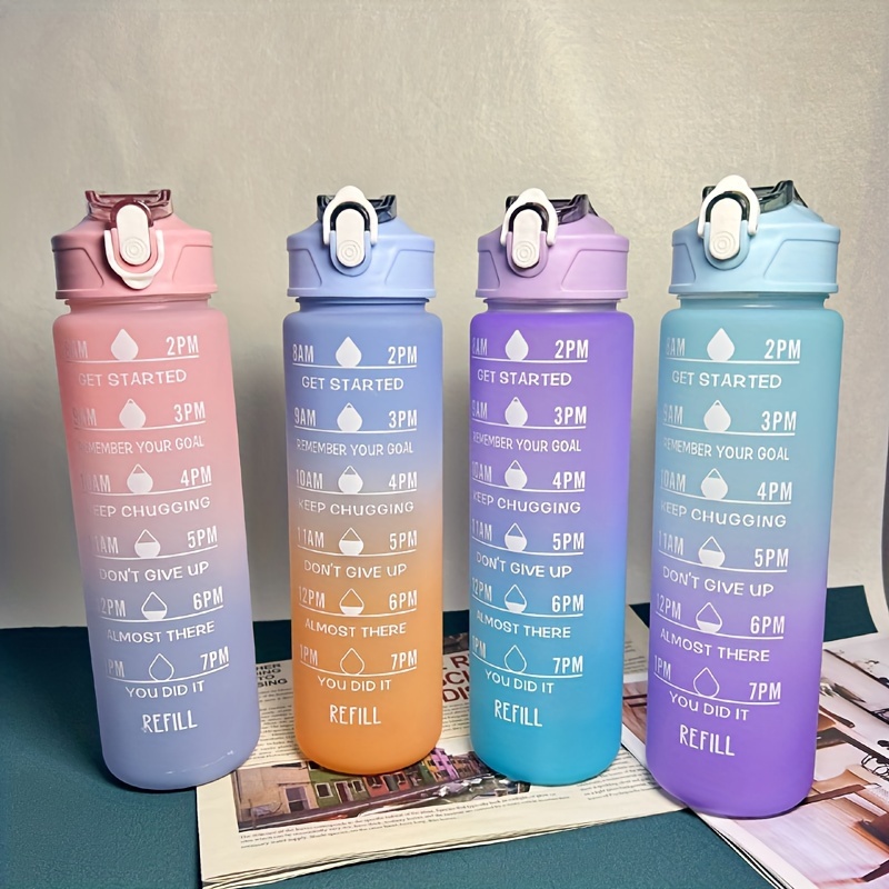 Gradient Color Leakproof Scale Sports Water Bottle Portable - Temu