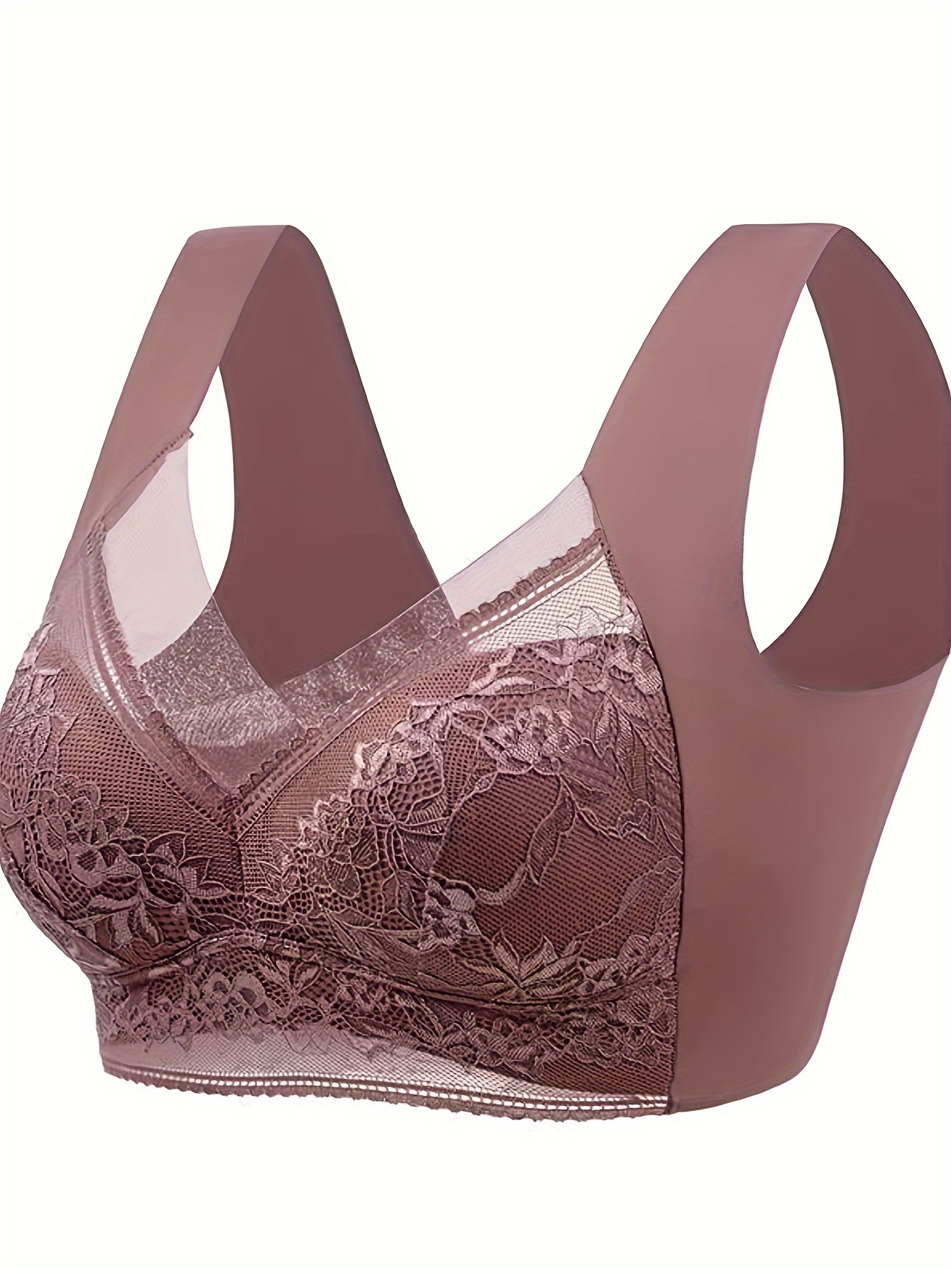 Contrast Lace Wireless Bras Comfy Breathable Push Up Bra - Temu