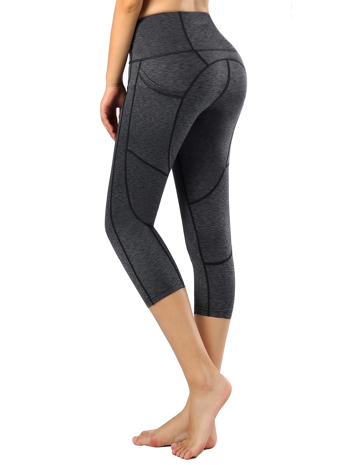 Women's Pants High Waisted Pants Knee Length Leggings Yoga Workout Exercise  Summer With Pockets 