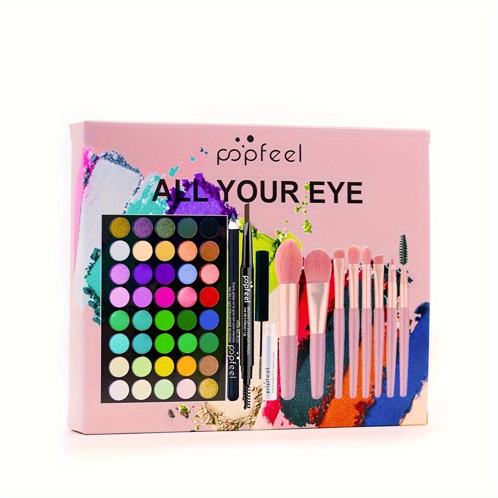 40 Colors Eyeshadow Palette Set Eyebrow Pencil Eyeliner Pen - Temu