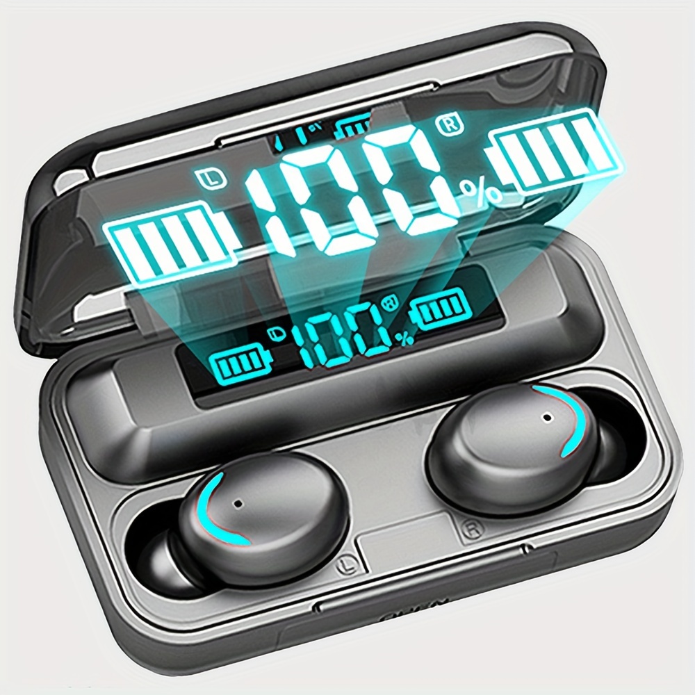 Auriculares inalámbricos Bluetooth con pantalla LED de alimentación con  cancelación activa de ruido con estuche de carga Bluetooth 5.3 Hi-Fi  estéreo