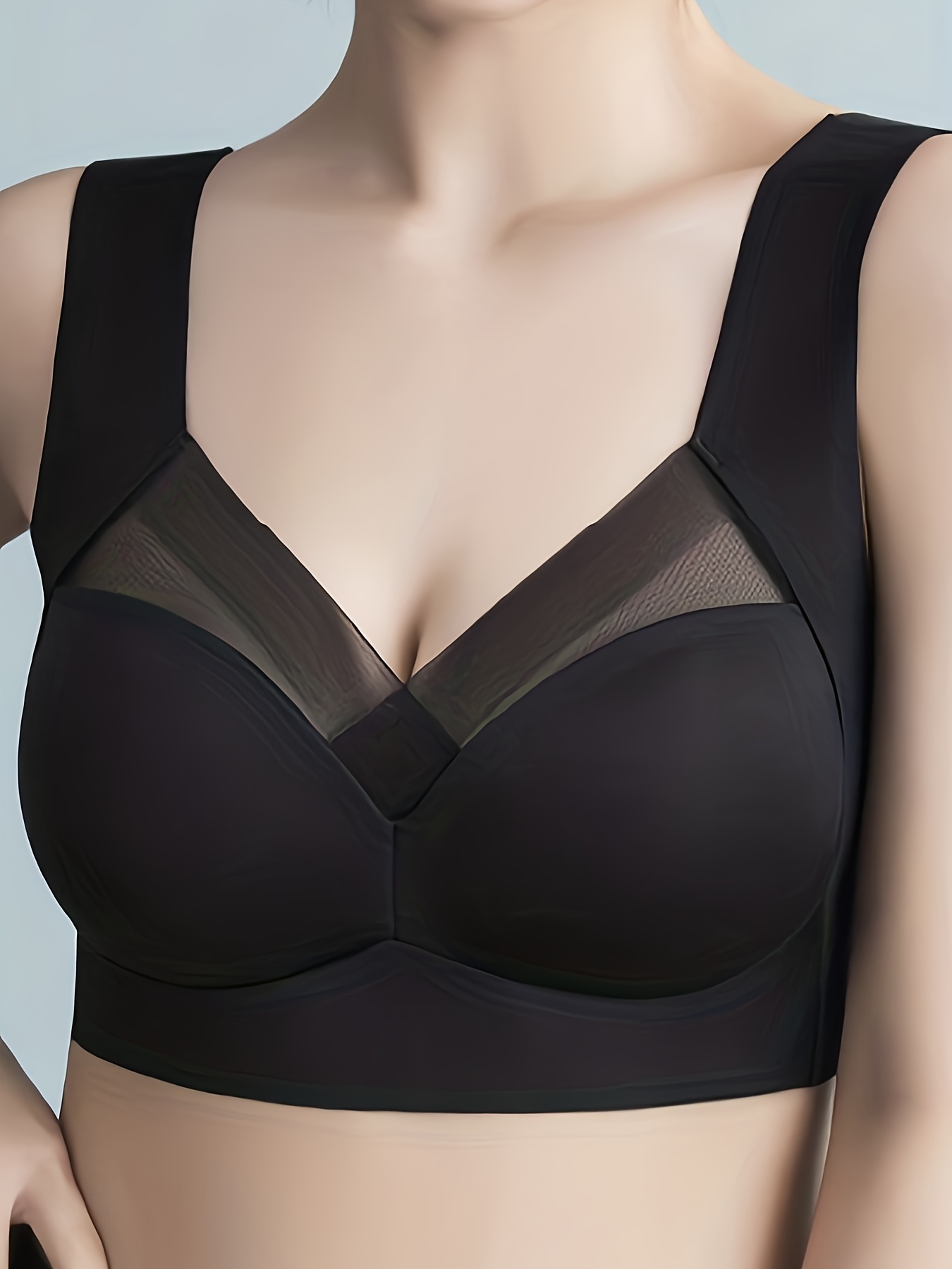 Contrast Lace Wireless Bra Comfy Breathable Full Coverage - Temu